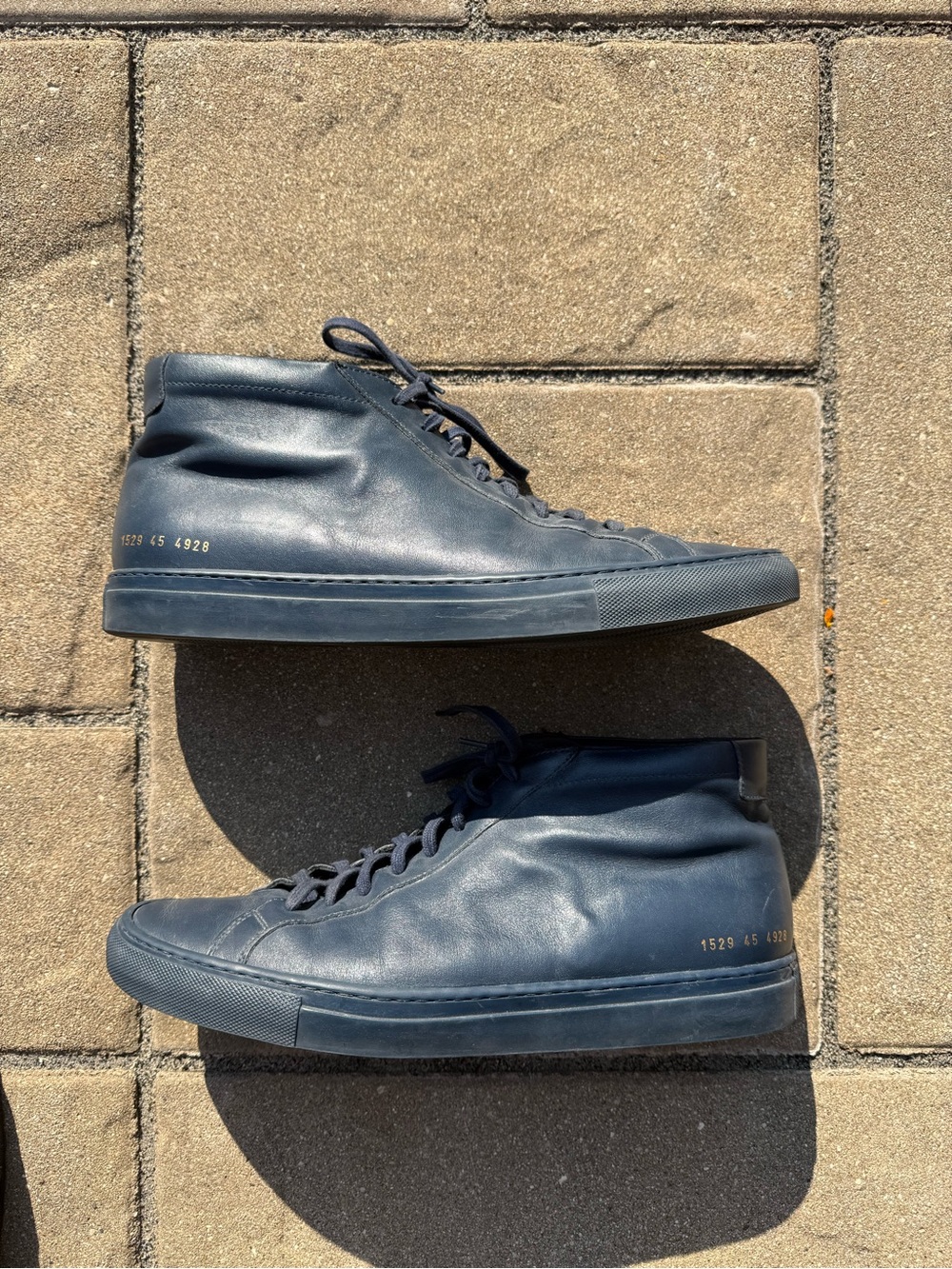 Common Projects Midnight Blue Leather High-Top Sneakers